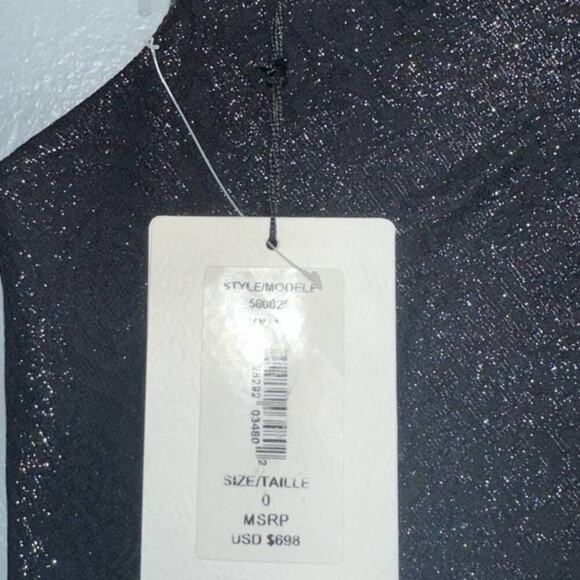 AMUR Esmerelda Asymmetric One-Shoulder Shimmer Maxi Formal Gown Black Size 0 - Picture 6 of 13